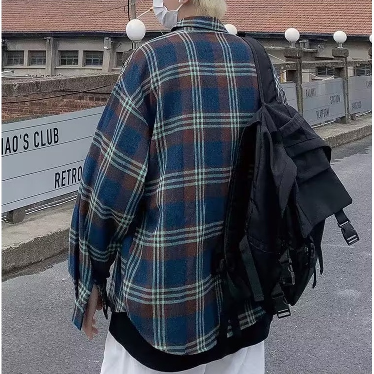 Áo Sơ Mi Dáng Rộng Cỡ Lớn Kẻ Sọc Kiểu Hàn Quốc Cá Tính Cho Nam Và Nữ