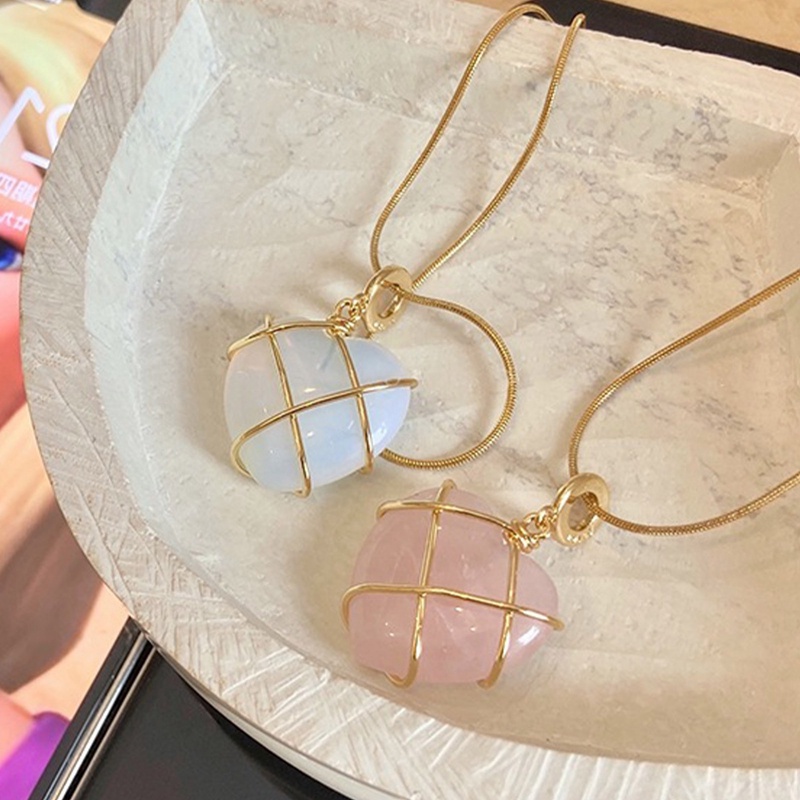 Vòng cổ Mặt Đá Opal Hình Trái Tim Thời Trang 2023 Cho Nữ