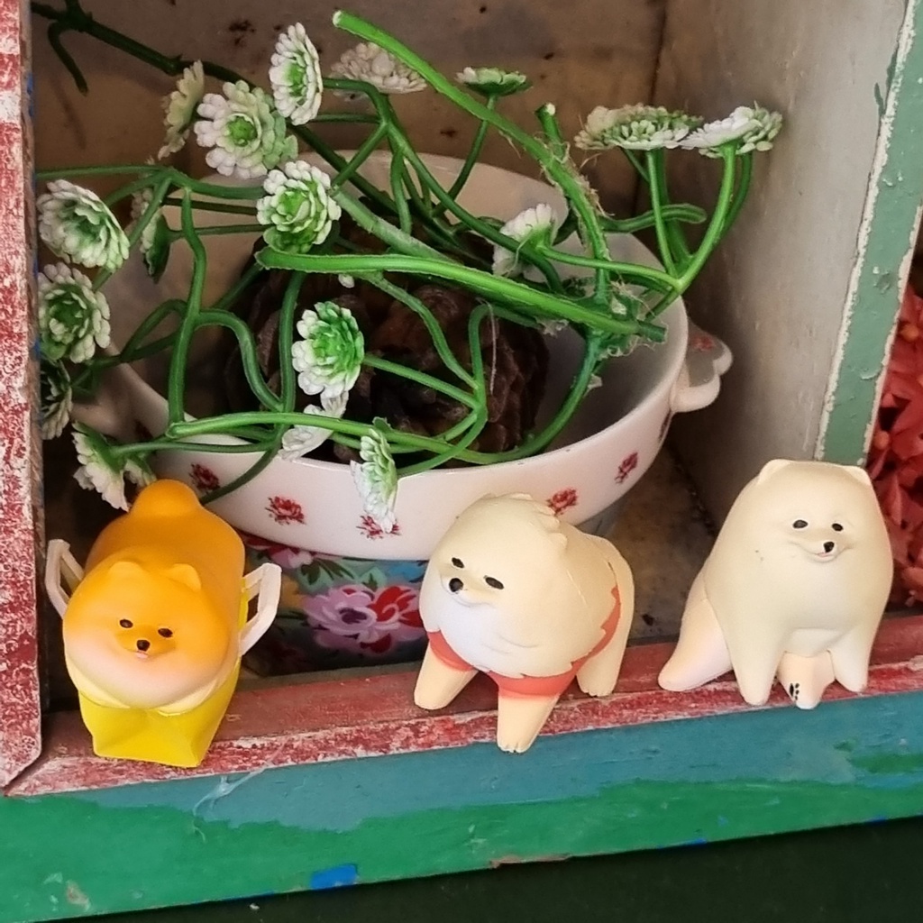 Mini figure chó Pomeranian quậy dễ thương đồ trang trí phòng
