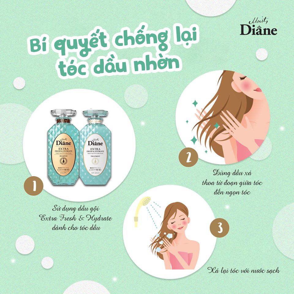 Combo gội xả kiềm dầu Moist Diane Extra Fresh &amp; Hydrate 450mlx2