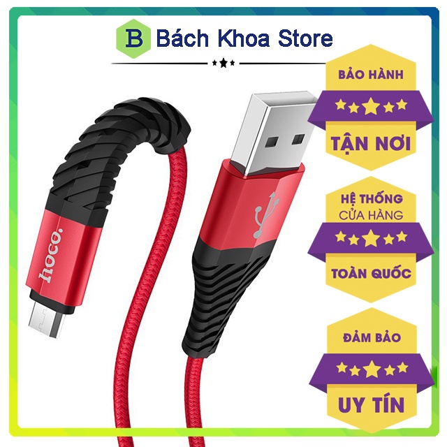 Cáp sạc Nhanh Hoco Micro X38 chính hãng - Bền bỉ dây dù, ngắn 0.25m (Bảo hành 1 năm 1 đổi 1)
