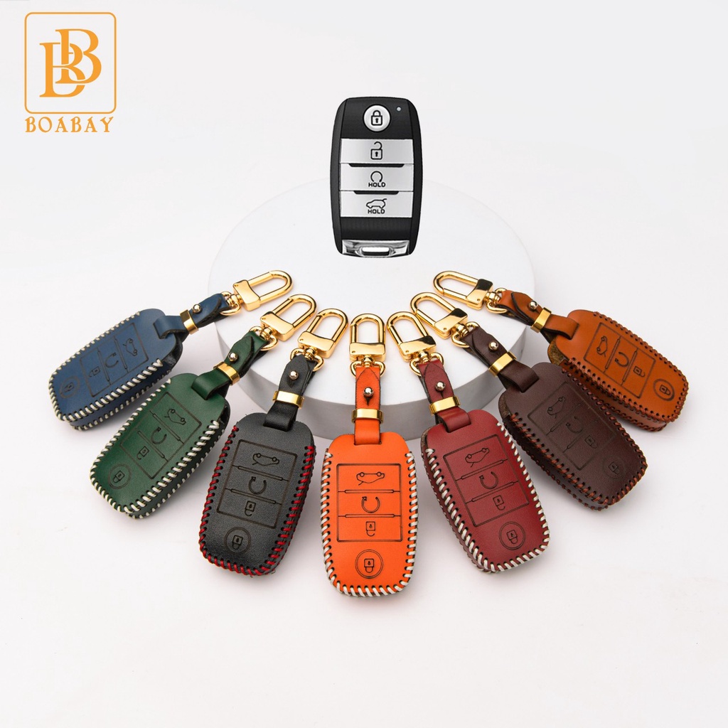 Bao da chìa khóa ô tô xe hơi BB Kia seltos 21-23, sonet 21-23 chìa thông minh 4 nút da thật bảo vệ chống xướt chính hãng