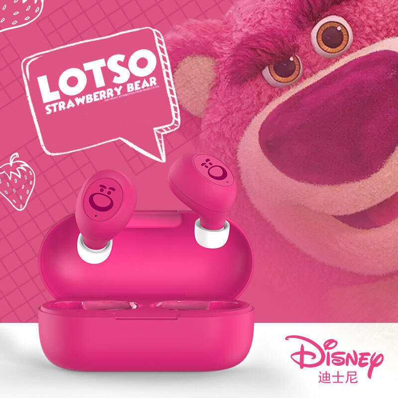 Tai Nghe Không Dây Bluetooth 5.3 TWS Hình Gấu Dâu Tây Disney Đáng Yêu Chất Lượng Âm Thanh HiFi