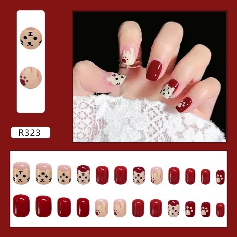 Bộ Nail Box 24 Móng Tay Giả Trơn Ngắn Đa Dạng Mẫu Kèm Keo