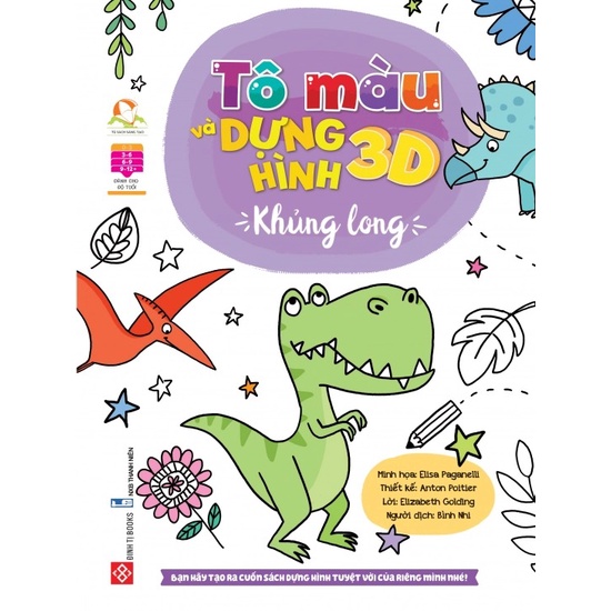 SÁCH - Tô màu và dựng hình 3D - Khủng long