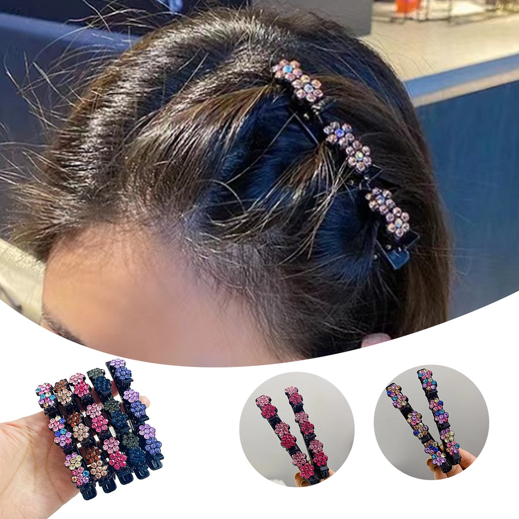 Set 4 / 5 Kẹp Tóc Hai Lớp Hình Bông Hoa Co Giãn Chống Trượt Chống Trầy Xước Chống Rơi