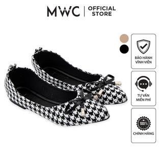 Giày mwc 2266 - giày búp bê đế bệt đính nơ caro trẻ trung