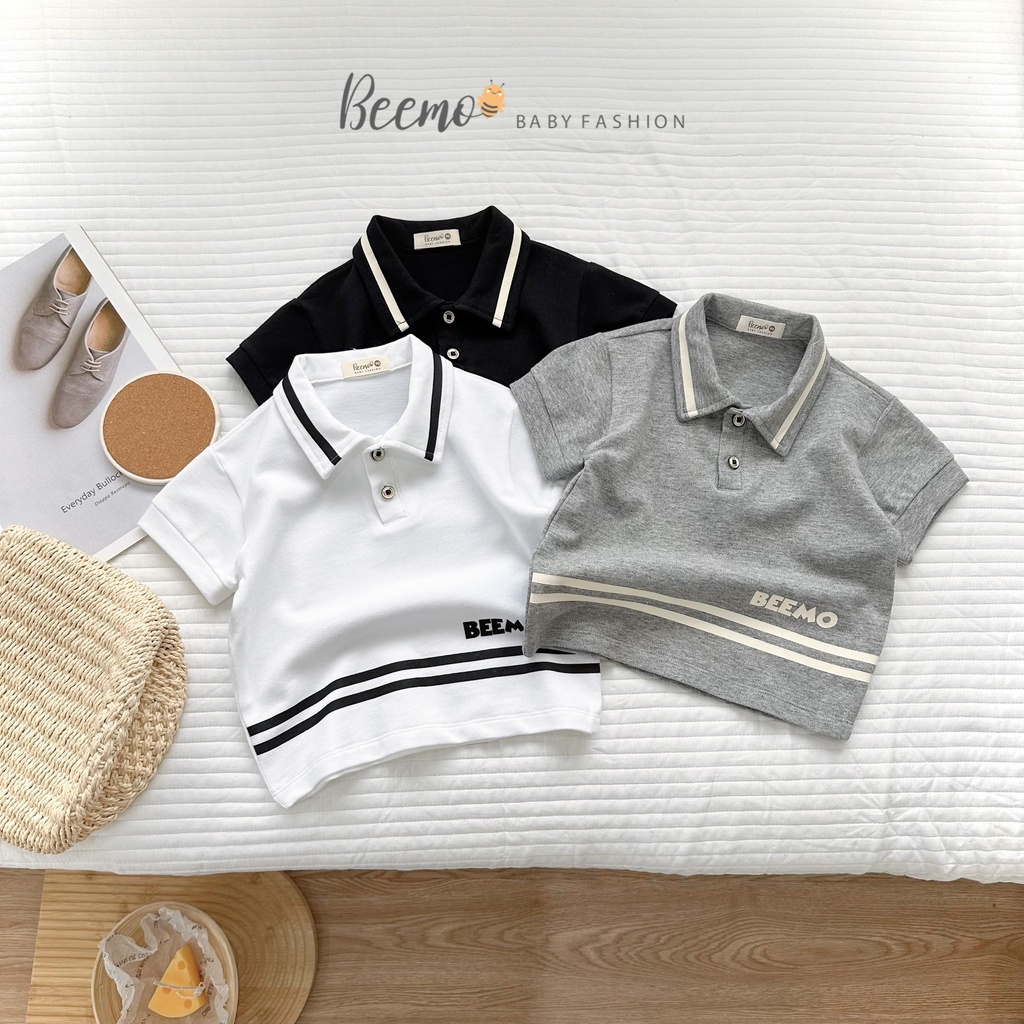 Áo cộc tay cổ polo beemo phối đường kẻ chất liệu cotton co giãn tốt mặc đi - ảnh sản phẩm 7