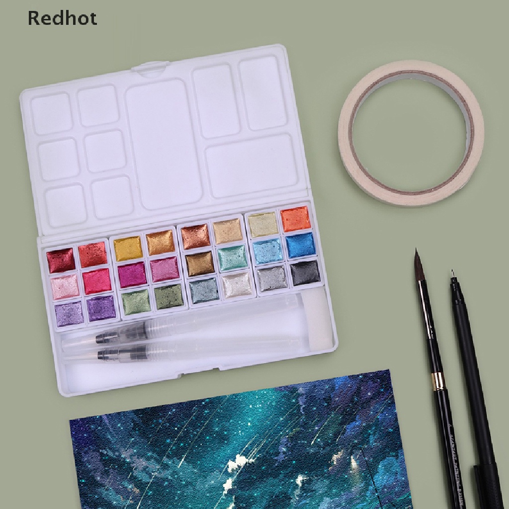 < Redhot > Hộp 24 Màu Nước Ngọc Trai Ánh Kim Loại Rắn Chắc Đang Giảm Giá