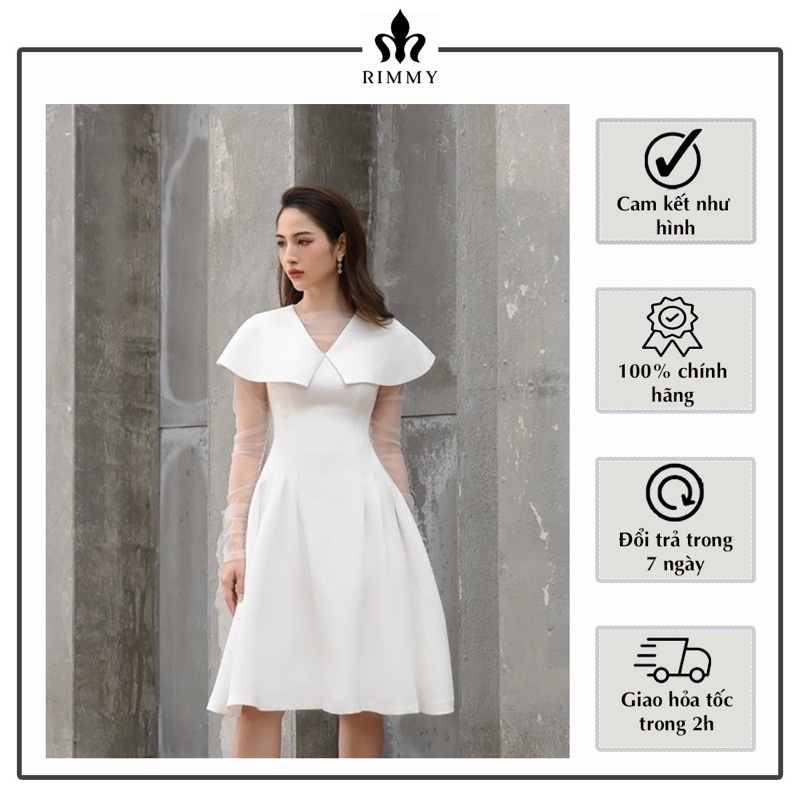 Pass Váy dạ tex trắng Jesse dress size M Rimmy Design