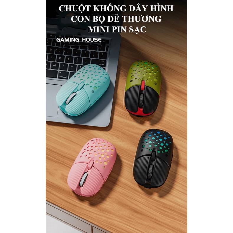 Chuột máy tính không dây thiết kế hình bọ cánh cứng sạc không dây có đèn led phát sáng K-SNAKE BM900