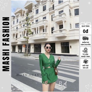 Set áo vest croptop áo vest tay dài dáng croptop và quần dạng váy năng động, cá tính