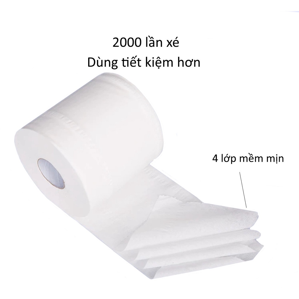 Giấy vệ sinh khăn giấy cuộn Mộc Thiên cao cấp bịch 9 gói 4 lớp dày dặn