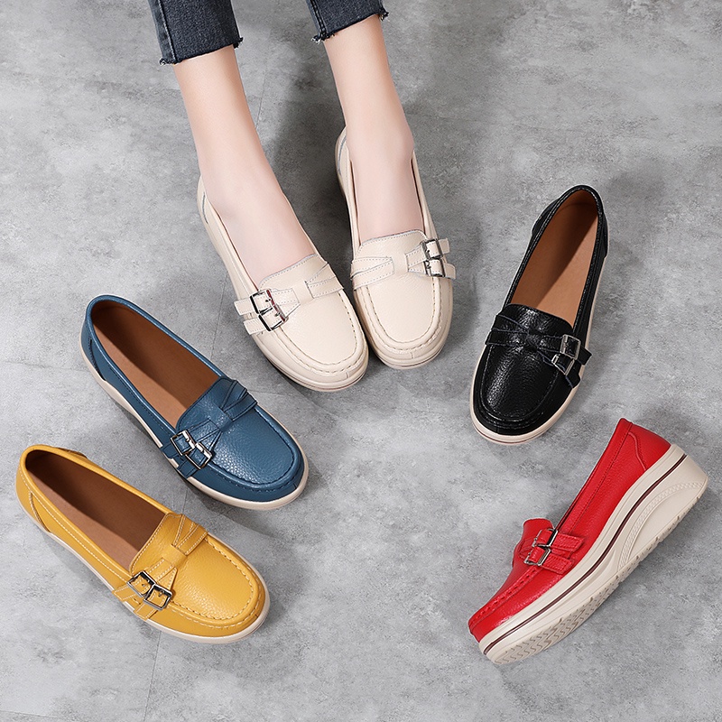 Giày Lười Da Thật Đế Mềm Thoải Mái Cho Nữ