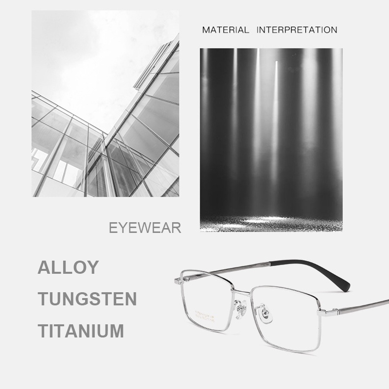 Mắt Kính Gọng Vuông Bằng Titan Siêu Nhẹ Phong Cách Retro Cho Nam