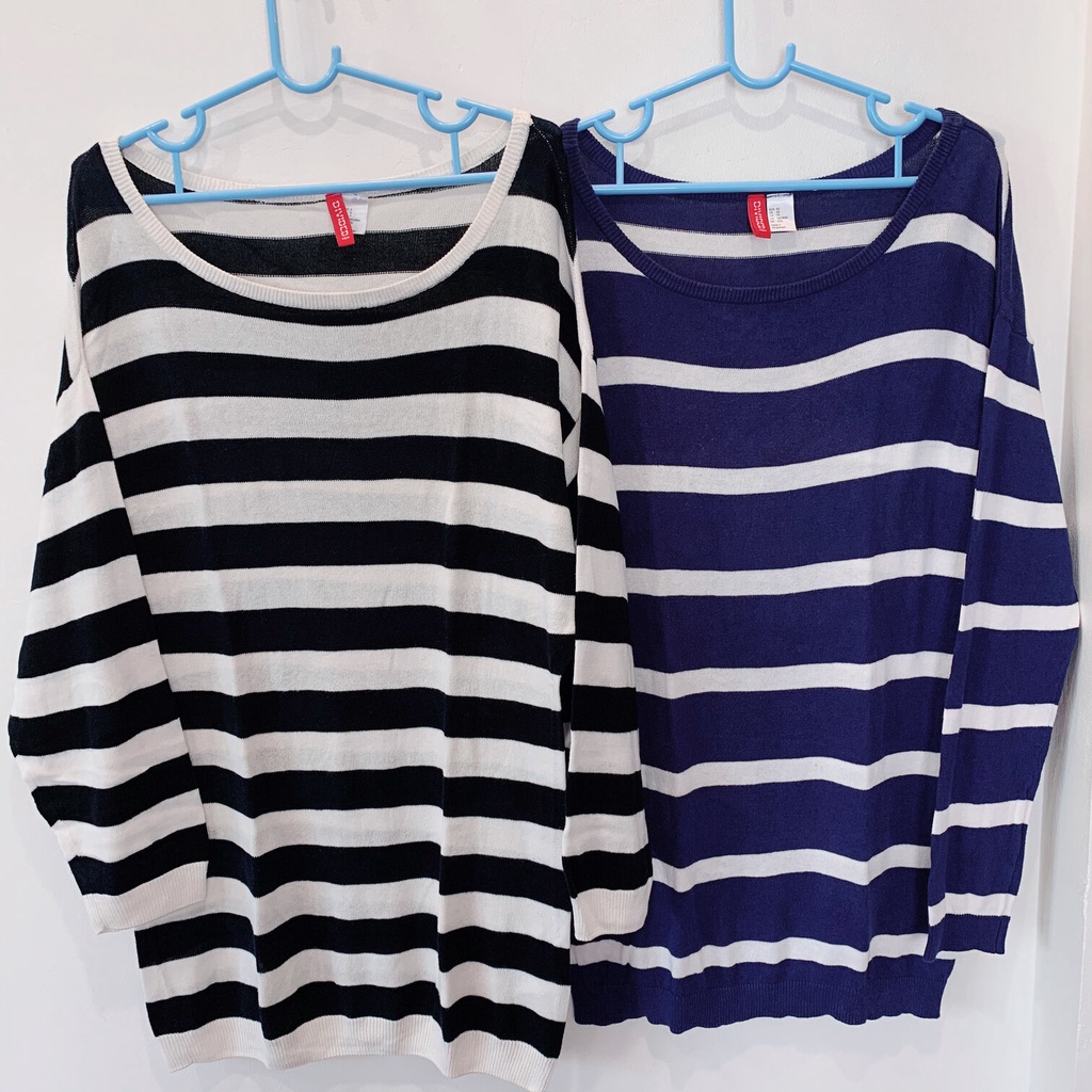 ĐẦM SUÔNG BẦU NỮ - H&M DIVIDED - ĐEN TRẮNG - SỌC NGANG - SIZE S - 100% COTTON THUN CO DÃN MẠNH - FIT