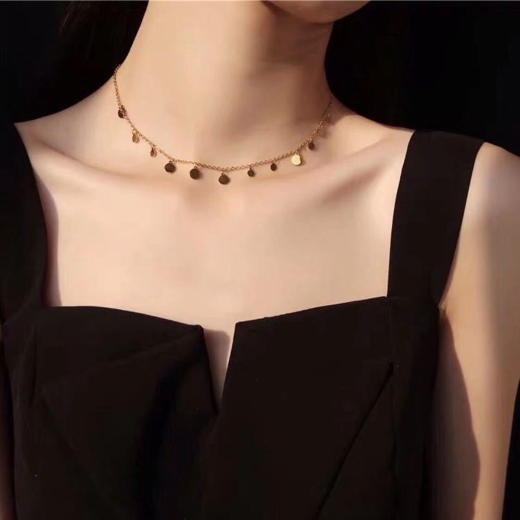 Choker Thép Titan Lên Màu Nhanh | Dây Chuyền Thép Không Gỉ Mặt Tròn / Vuông / Giọt Nước Thời Trang