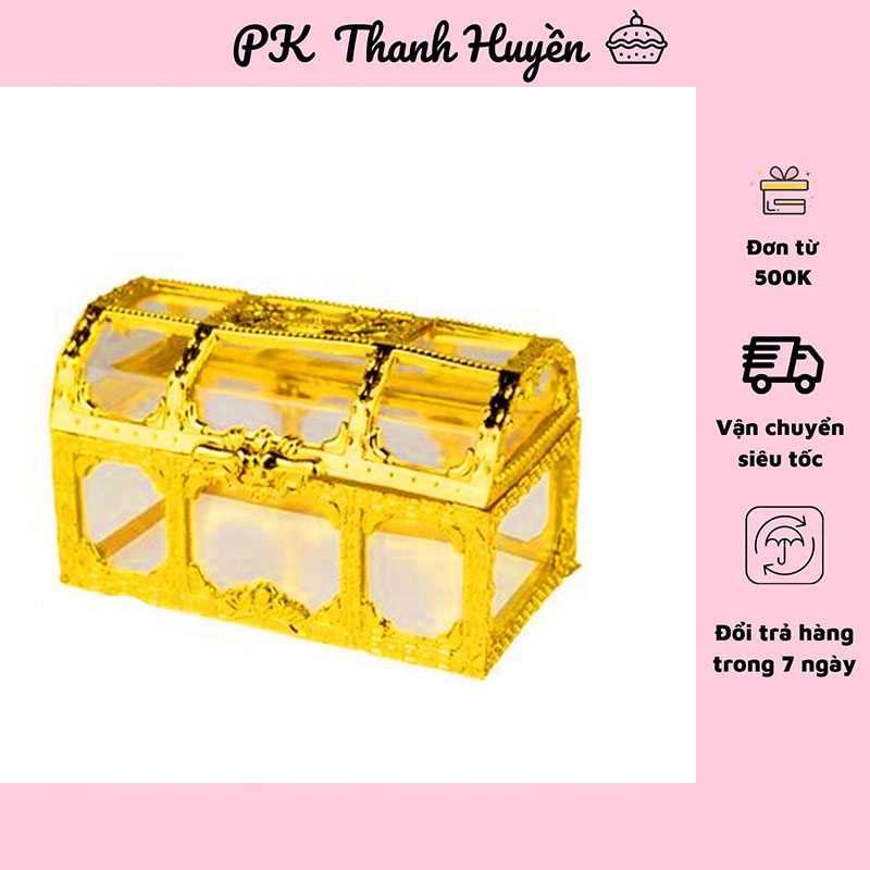 Rương vàng - phụ kiện trang trí bánh sinh nhật, bánh kem