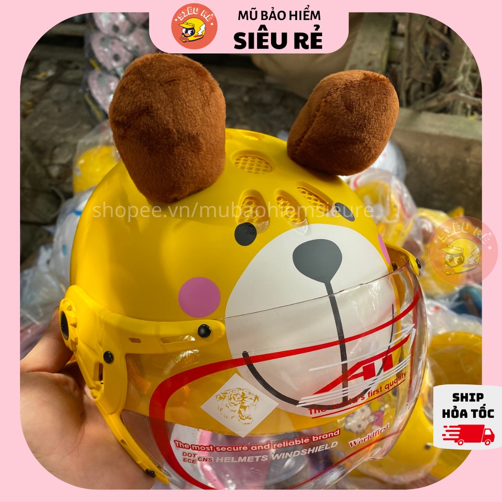 Mũ bảo hiểm cho bé AT Size Đại (8-15 tuổi) có kính chính hãng đáng yêu dành cho bé  , nón bảo hiểm trẻ em cao cấp