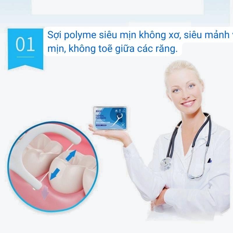 Chỉ nha khoa bảo vệ răng miệng Tấm Thị Tăm chỉ nha khoa bạc hà mẫu mới gói 50 chiếc