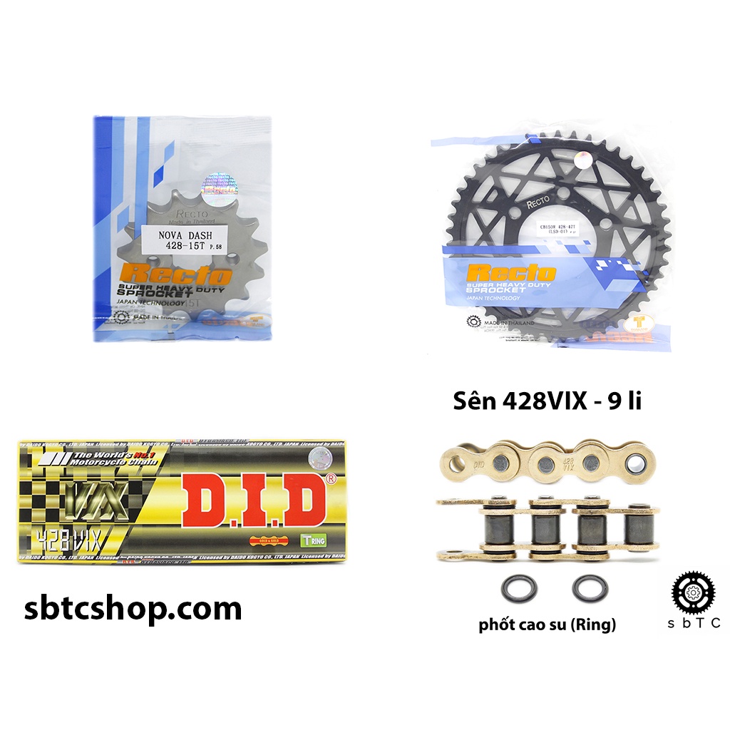 NSD Nhông dĩa RECTO sên vàng TFX DID phốt cao su CB150R 2019 CBR150R chính hãng