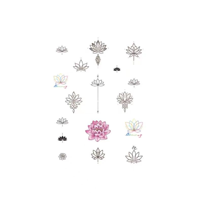 1 Bộ 1 Bộ 17 Mẫu Hình Xăm Dán Tạm Thời Chống Nước Lâu Trôi Hình Hoa Sen / Hổ / Sẹo Cho Nữ