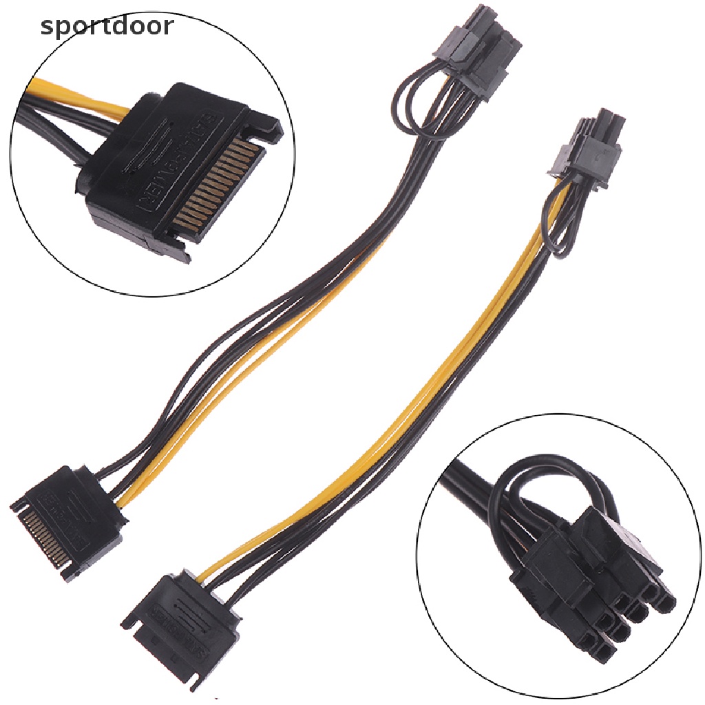 Dây Cáp SATA Chuyển Đổi 15pin Sang 8pin (6 + 2) PCI-E Dài 20cm Chuyên Dụng Cho Card Đồ Họa