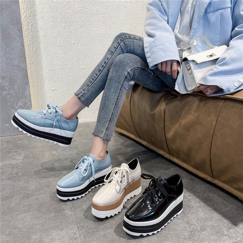 Giày Lười Da Đế Dày Mũi Vuông Size Lớn 40% 35-43 Phong Cách Anh Quốc Thời Trang Cho Nữ Đai Quấn Dây Đai An Toàn Chất Lượng Cao