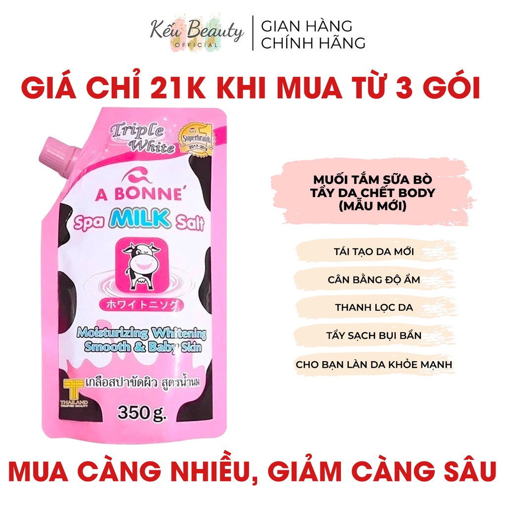 Muối tắm sữa bò tẩy tế bào chết A Bonne Spa Milk Salt trắng da 350g