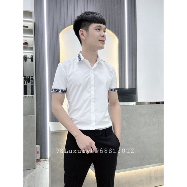Áo Sơmi cộc tay viền thổ cẩm