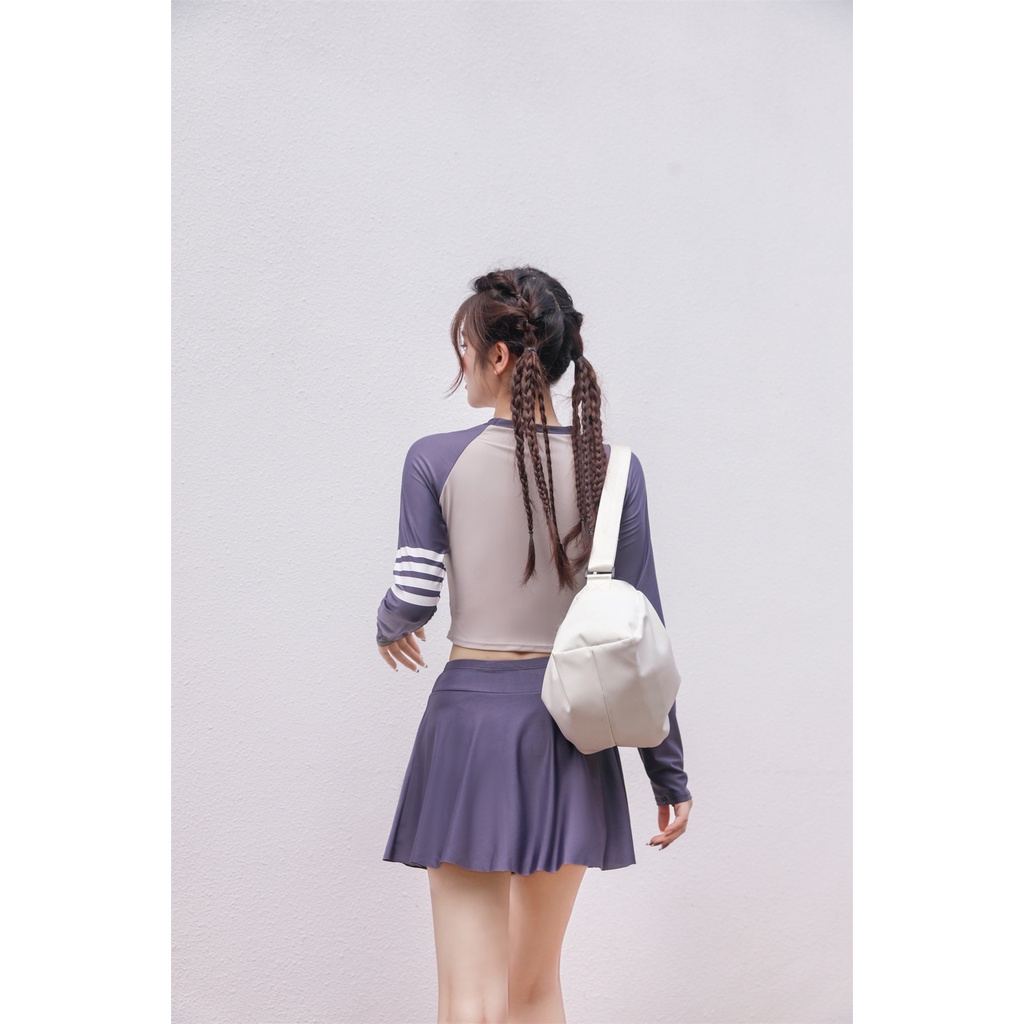 Bộ Đồ Bơi Thể Thao Dài Tay Ôm Dáng Kín Đáo Cho Nữ