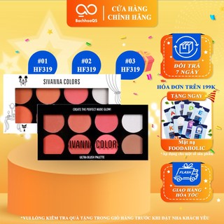 Phấn má hồng tông cam cháy bảng tạo khối bắt sáng 8 ô Sivanna Ultra Brush Palette Auth Thái