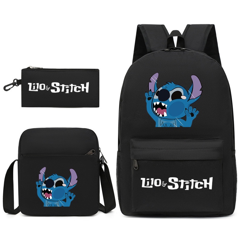 Bộ Ba Lô + Túi Đựng Bút In Hình Stitch Đáng Yêu Chống Thấm Nước Kiểu Hàn Quốc