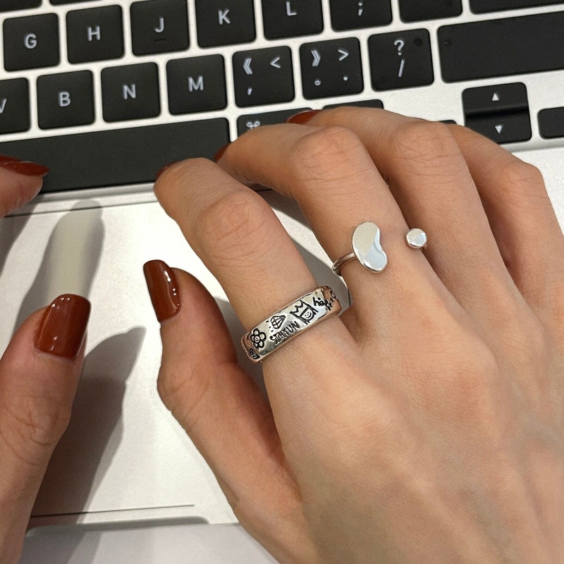 Nhẫn Hở Họa Tiết Graffiti Hoạt Hình Sáng Tạo Có Thể Điều Chỉnh Cho Nam Và Nữ