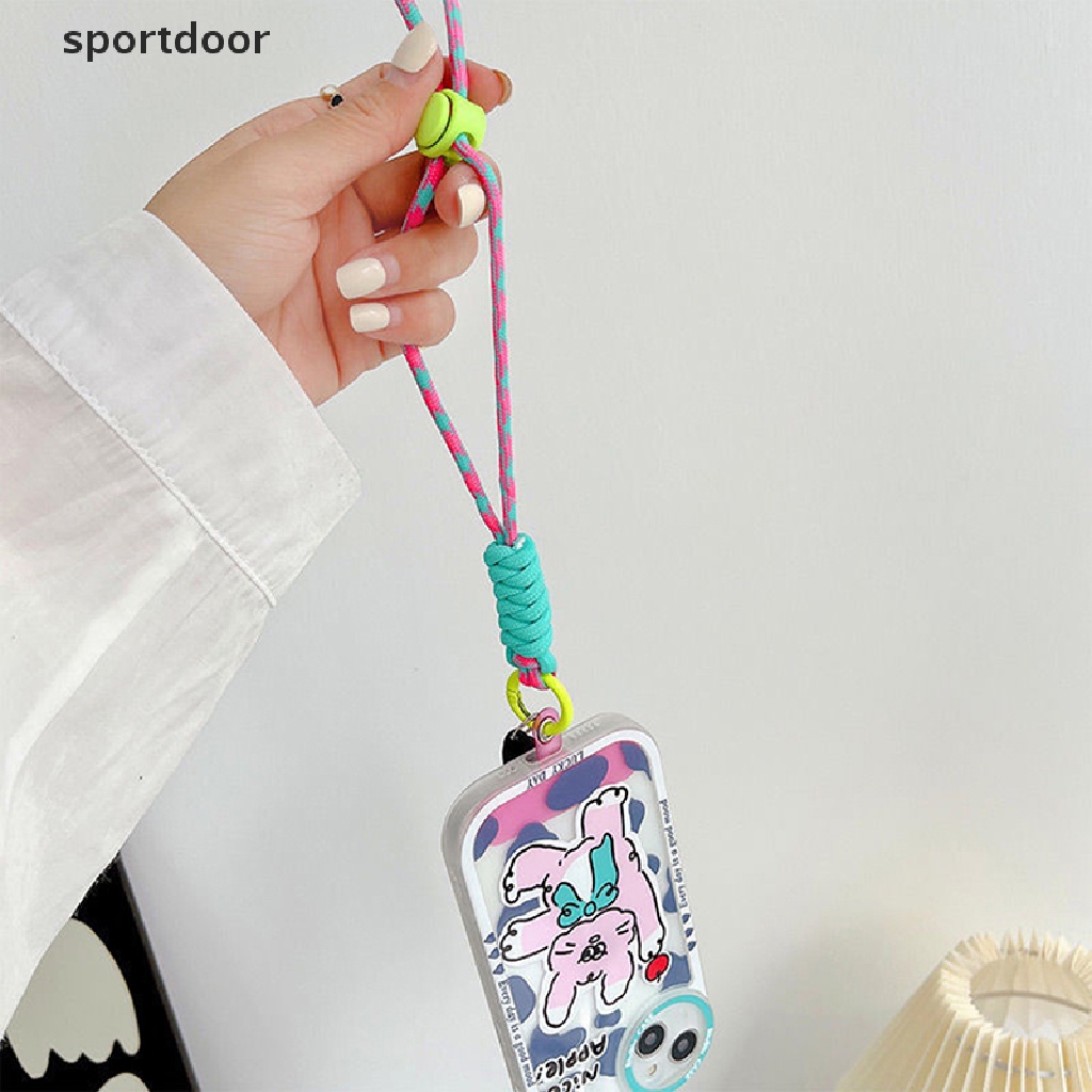 [sportoutdoor] Dây Xích Điện Thoại Dạng Nhẫn Đeo Tay Dáng Ngắn Có Miếng Vá Màu Tương Phản Cho Điện Thoại Di Động / Móc Khóa Thể Thao Dài Và Ngắn Ca