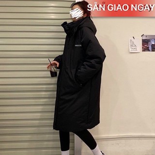 SẴN HÀNG GIAO NGAY- Áo phao dáng rộng nữ, Áo khoác dáng dài hàng quảng châu loại1- mũ tháo được