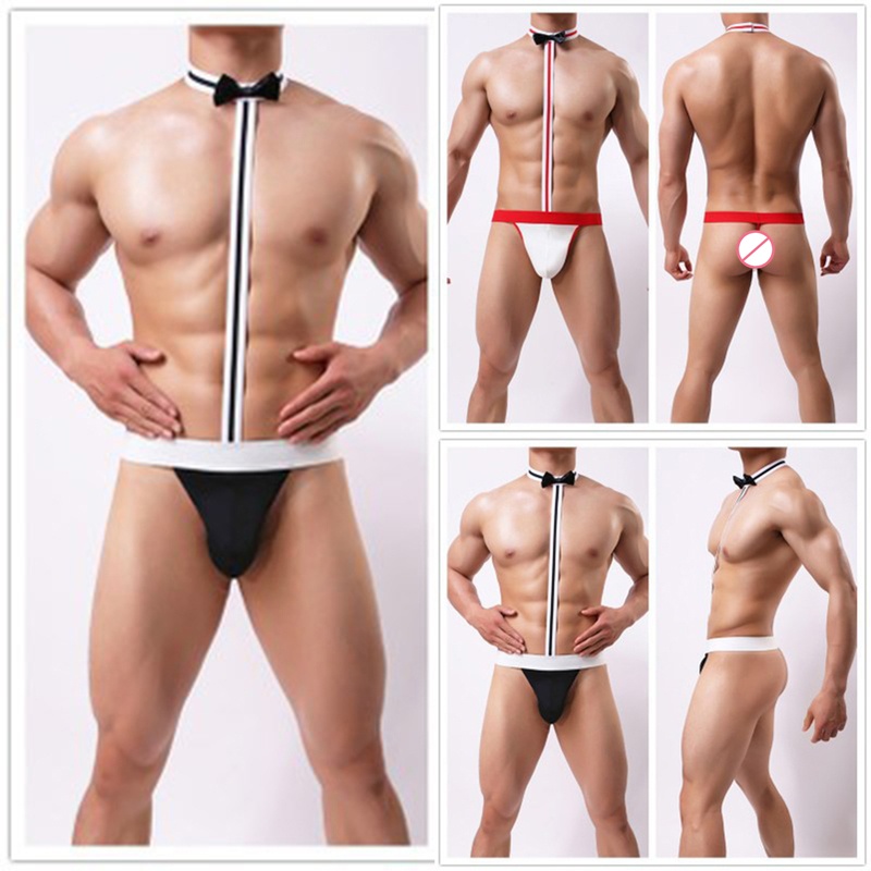 Underwear Bow One Piece Club Costume G-String Men Mens Shorts Thong Bodysuit
