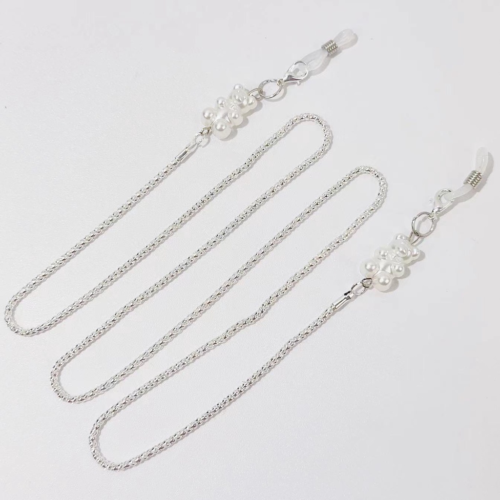 Dây Đeo Mắt Kính Bằng Hợp Kim Bạc Hình Gấu Trắng Hoạt Hình Phong Cách Hàn Quốc Đơn Giản