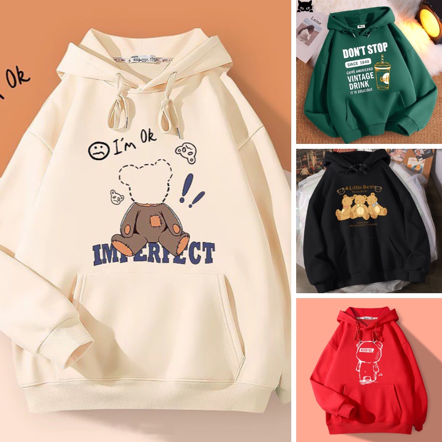 Áo Hoodie Nam Nữ Unisex Im Ok Nỉ Lót Bông Mũ 2 Lớp Form Rộng