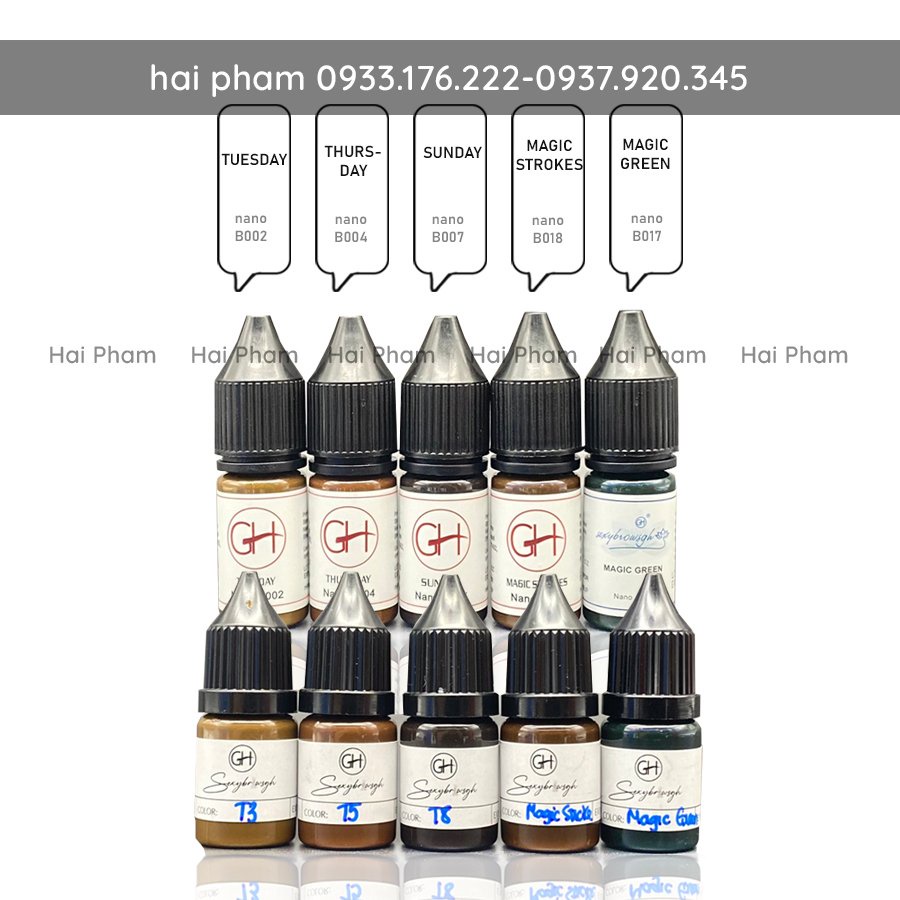 Mực Phun Xăm Kéo Sợi GH, Chai GH