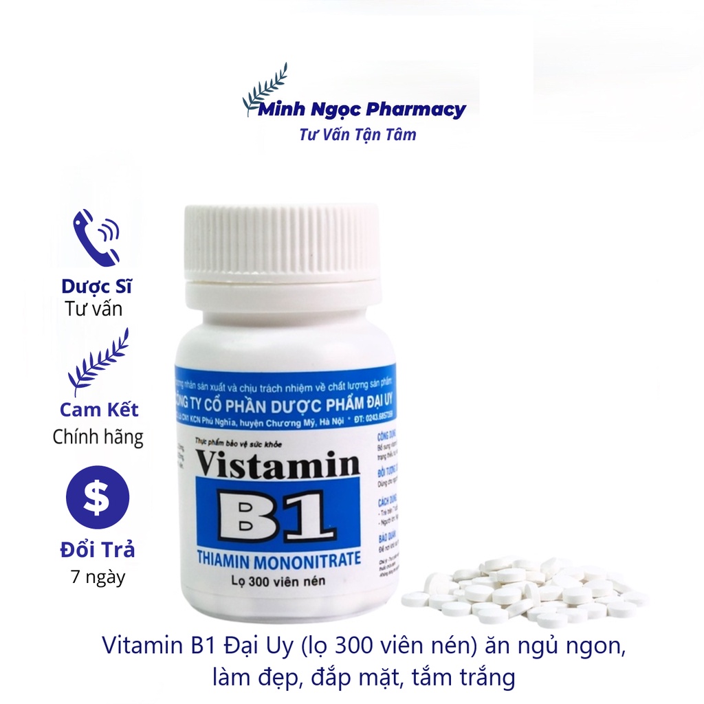 Vitamin B1 Đại Uy  ăn ngủ ngon, làm đẹp, đắp mặt, tắm trắng , gội đầu kích thích mọc tóc