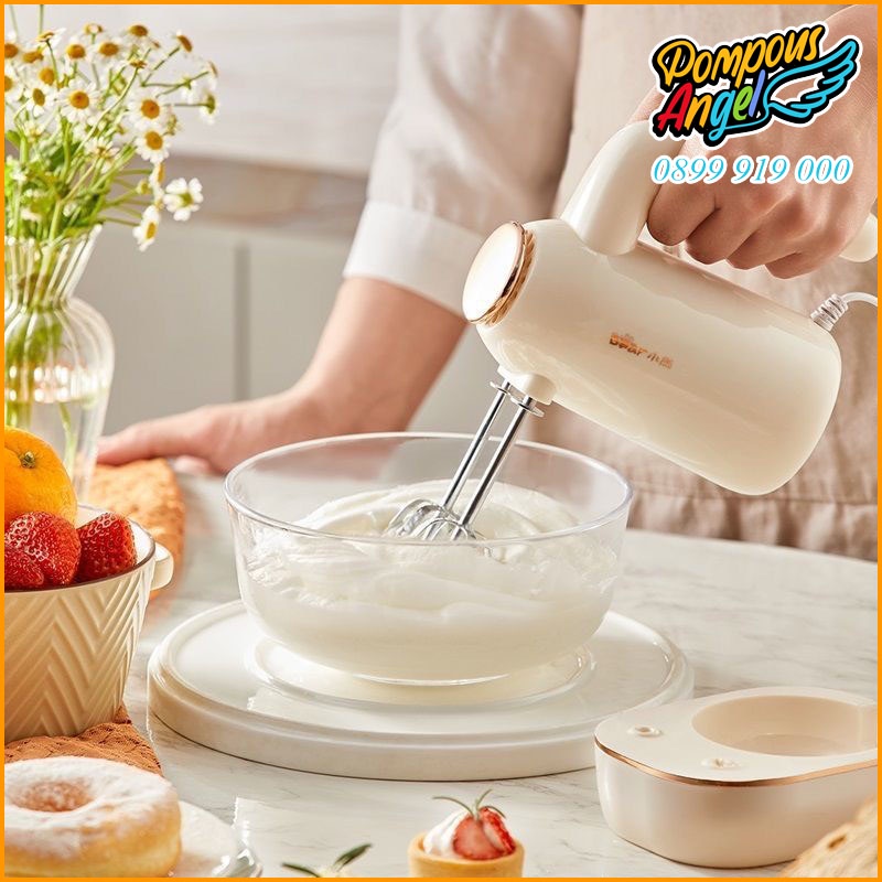 Máy đánh trứng cầm tay 5 tốc độ mẫu mới BEAR DDQ-C02N1 màu trắng kem bảo hành 12 tháng