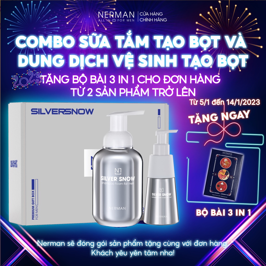 Combo Sữa tắm tạo bọt 500g và Dung dịch vệ sinh tạo bọt 200g Nerman hương nước hoa Pháp