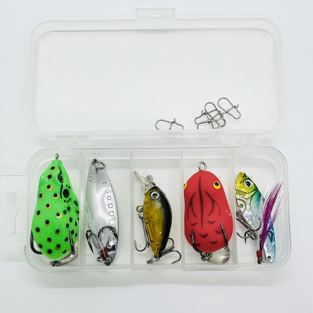 Mồi câu lure combo 5 con mồi câu 3 tầng nước Moicaulure79 combo 5 mồi giả 3 tầng nước, có tặng hộp đựng mồi và khóa lure