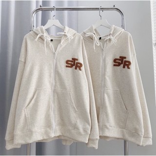 Áo khoác nỉ nam nữ , hoodie zip chữ str dập xù thêu nổi