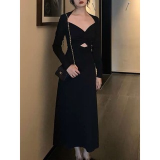 đầm midi đen body nơ ngực