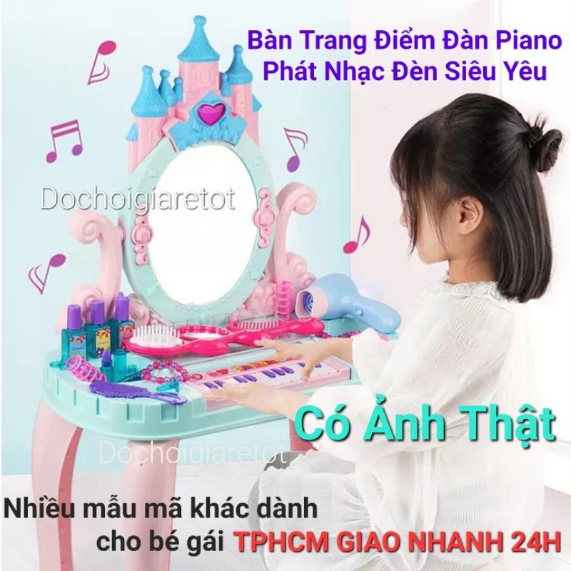 Bàn Trang Điểm Đàn Cho Bé Gái Hít hót Loại Đại 2IN1 (Đàn piano, máy sấy tóc, mỹ phẩm) Quà Tặng Bé Gái