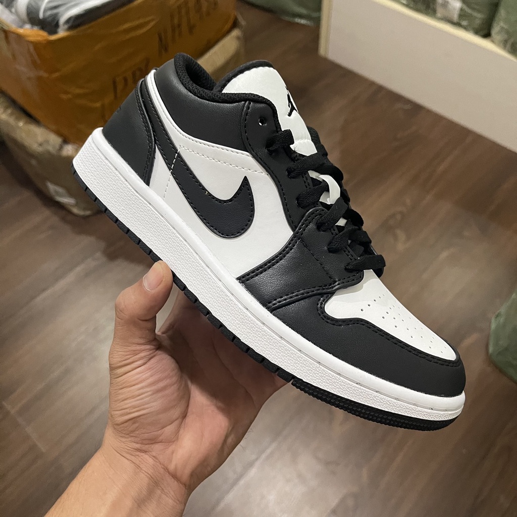 Giày sneaker Jordan 1 Low Panda Đen Trắng Da Trơn - Bản Đẹp Fullbox
