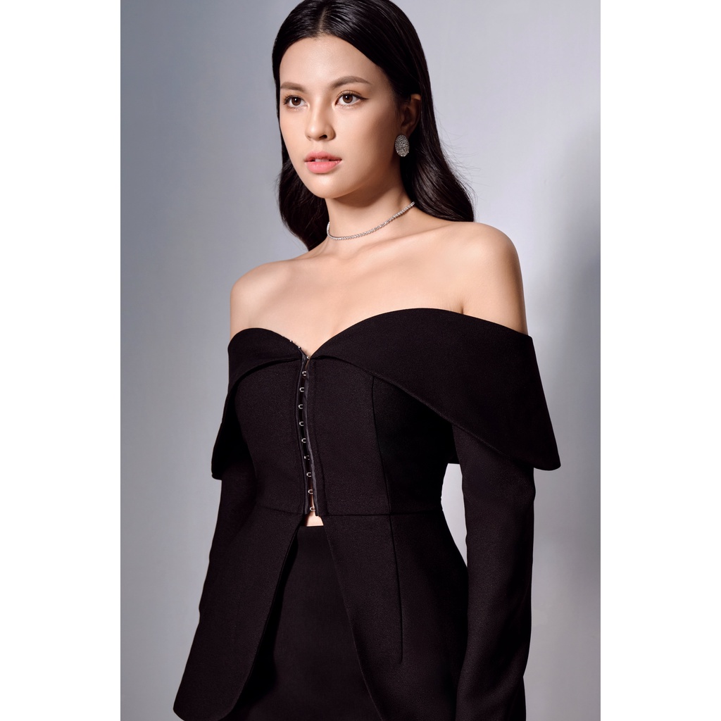 Áo Thiết Kế Moonlight Top Form Corset Chất Liệu Cao Cấp Phong Cách Thanh Lịch Màu Đen