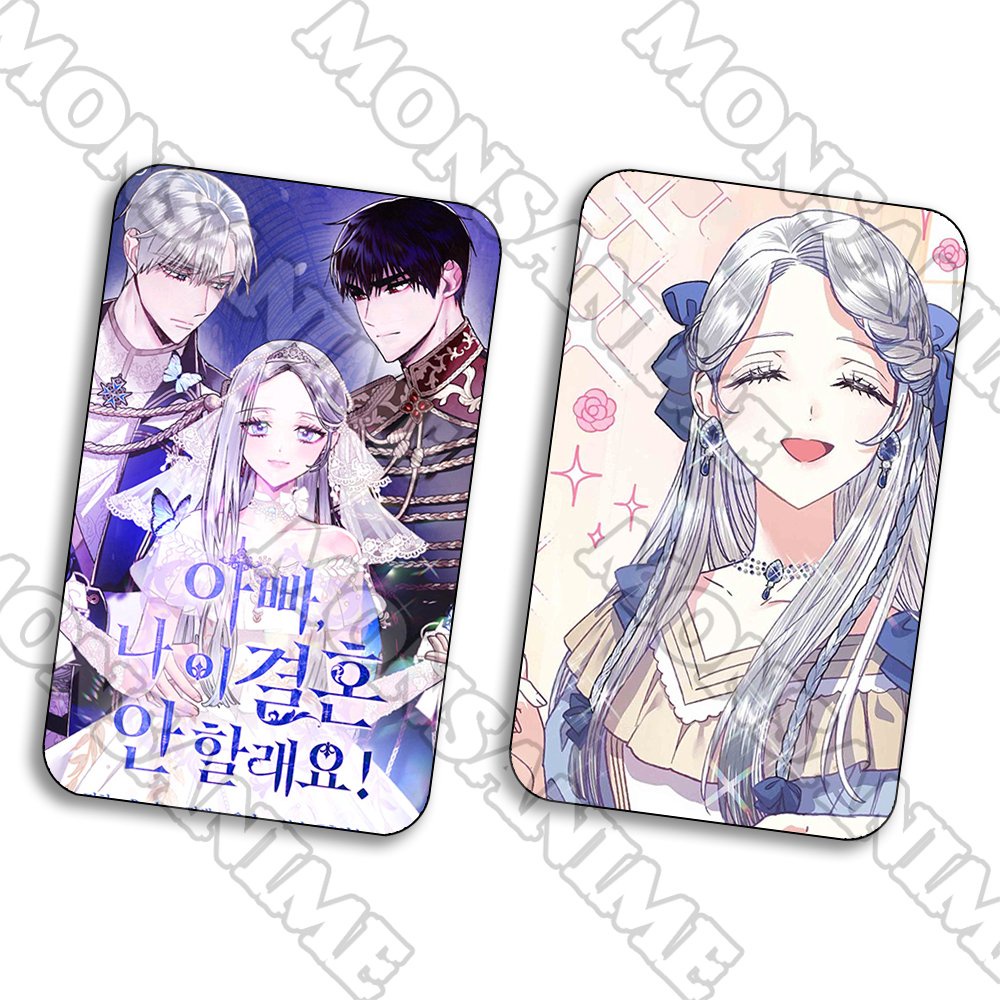 Ảnh card bo góc in hình CHA, CON KHÔNG MUỐN KẾT HÔN ver BA NGƯỜI manhua thẻ bo viền 5*8cm anime chibi